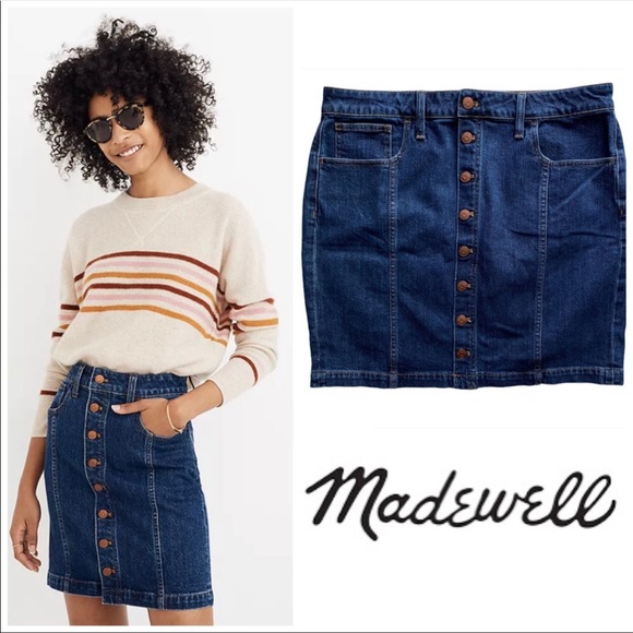 Madewell Dresses & Skirts - NWT MADEWELL New Stretch Denim A-Line Mini Skirt Button-Front Skirt Sz 26 K3711